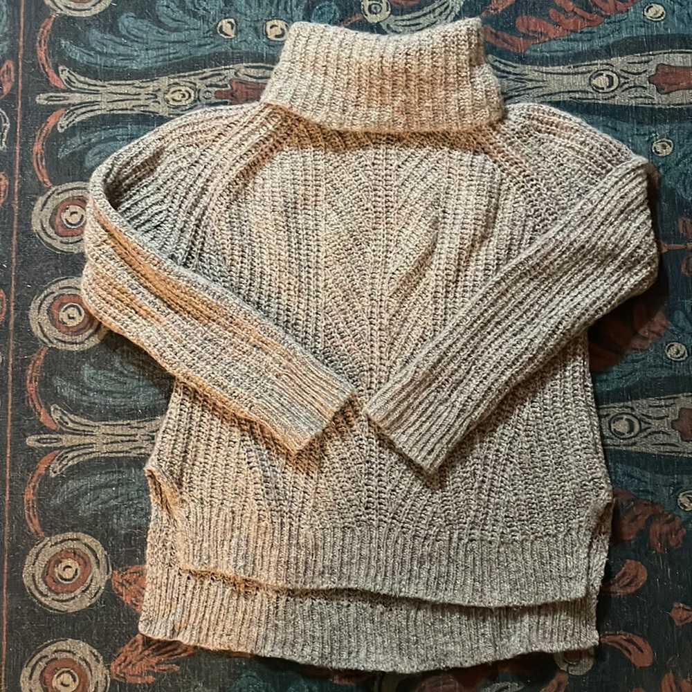 Marled chunky gray multicolor turtleneck sweater S